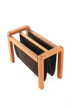 Porte-revues Salling en teck avec cuir