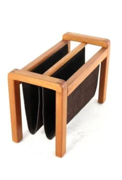 Porte-revues Salling en teck avec cuir