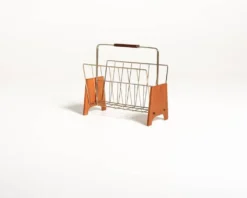 Porte-revues scandinave en teck et métal, années 1960