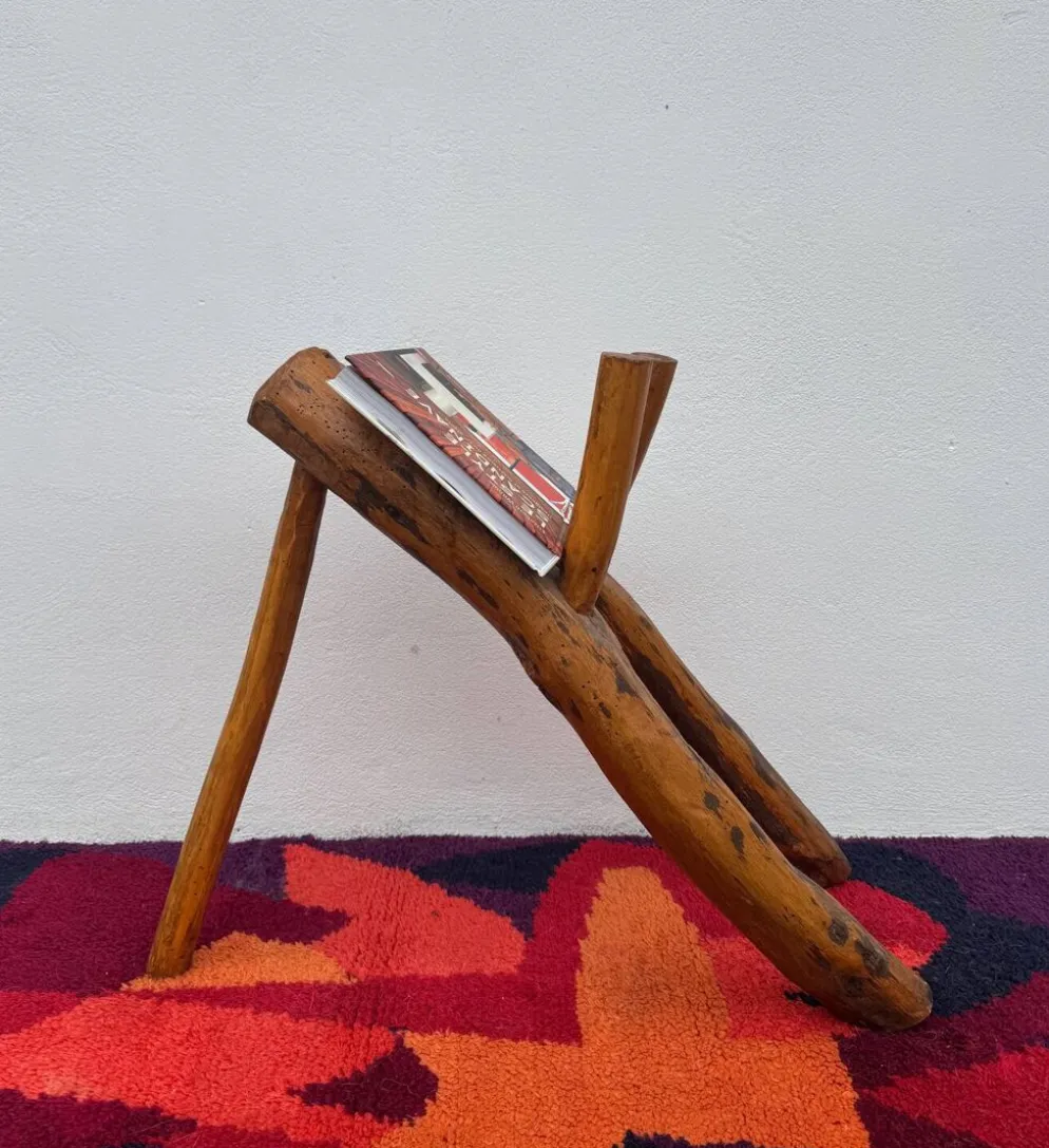 Porte revue style brutaliste bois années 60
