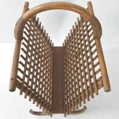 Porte-revues vintage en bambou & rotin 1960