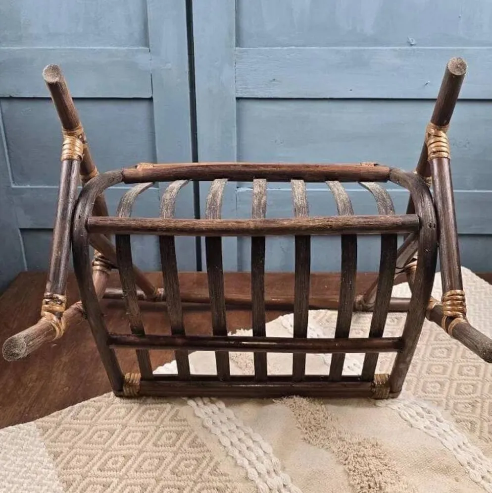 Porte-revues vintage en bois courbé – Structure ajourée – Années 60/70