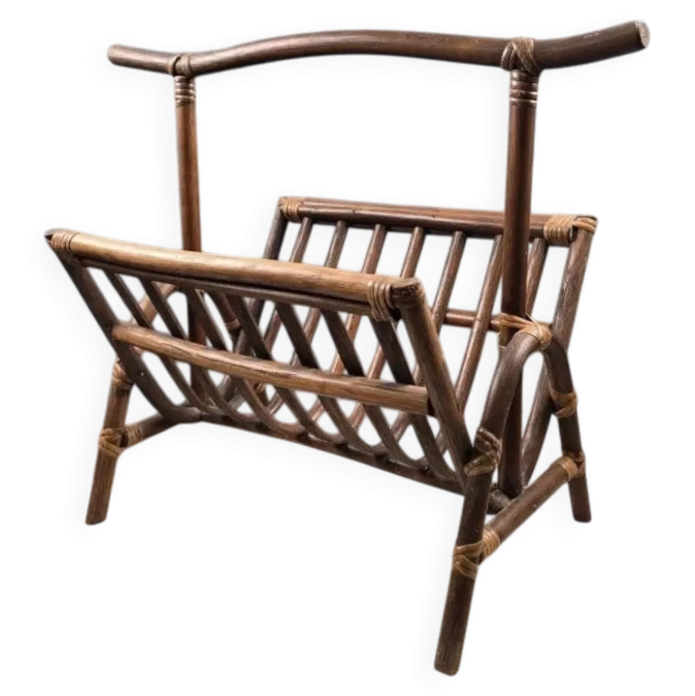 Porte-revues vintage en bois courbé – Structure ajourée – Années 60/70