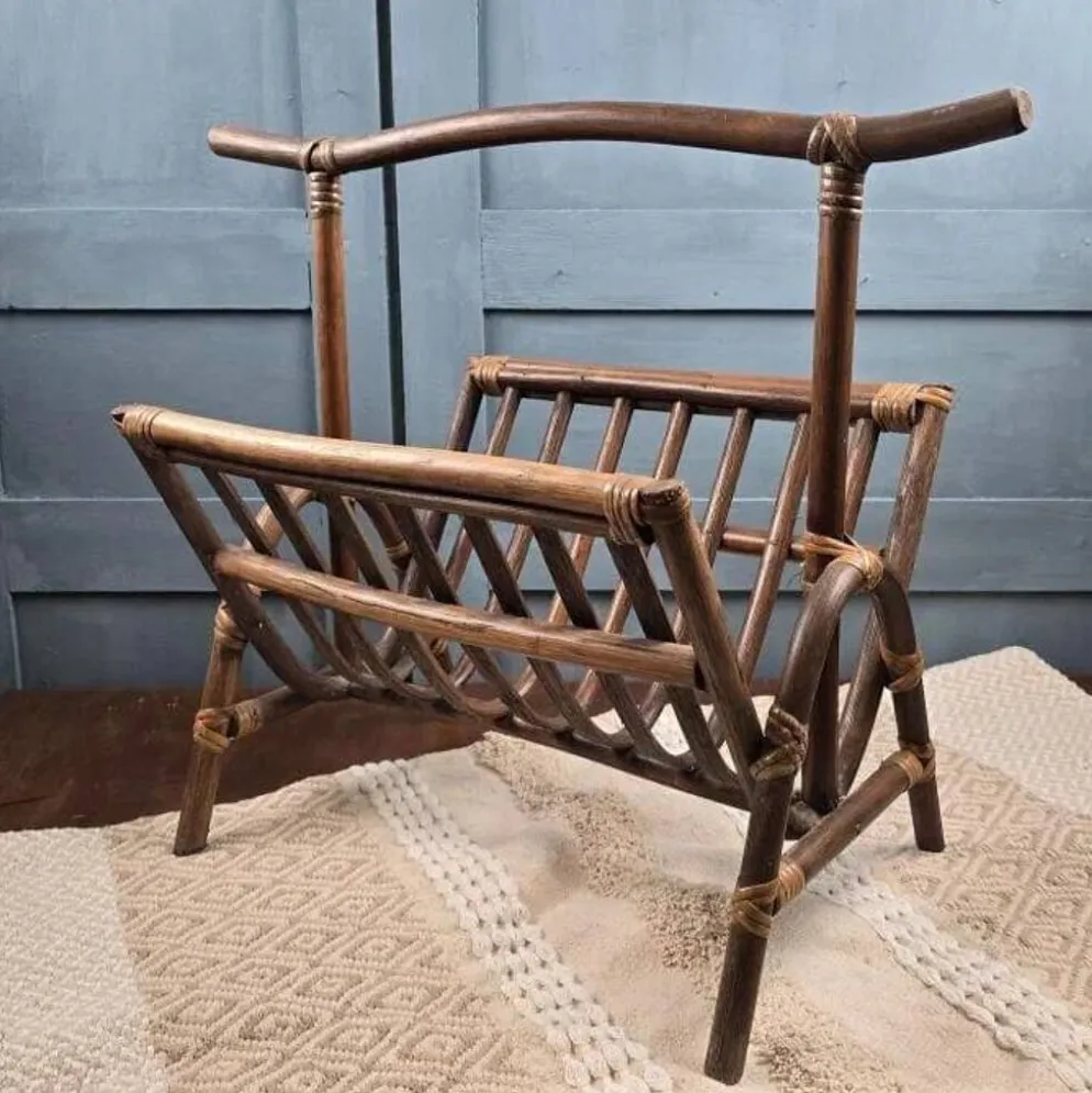 Porte-revues vintage en bois courbé – Structure ajourée – Années 60/70