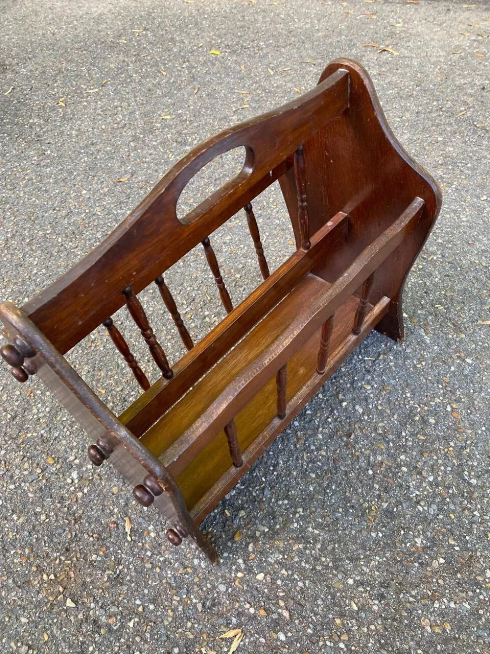 Porte-revues vintage en bois massif style rustique / retro