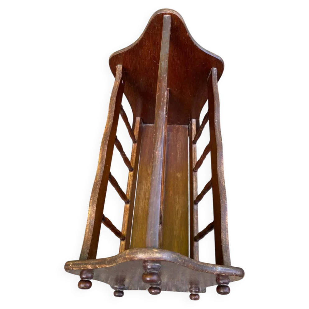 Porte-revues vintage en bois massif style rustique / retro