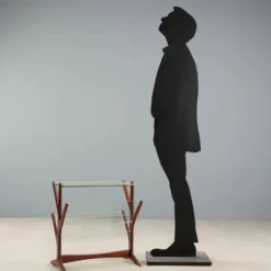 Porte-revues vintage en hêtre, verre et laiton, design Italie années 1950