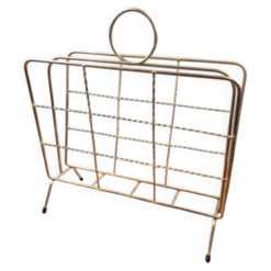 Porte-revues vintage en laiton – Design filaire – Années 50/60
