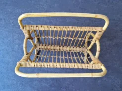 Porte-revues vintage en rotin, Pays-Bas 1960