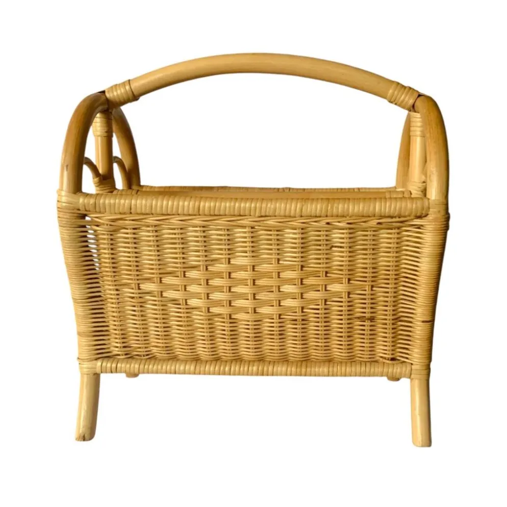 Porte-revue vintage en osier et bambou