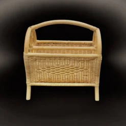 Porte-revue vintage en osier et bambou