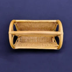 Porte-revue vintage en osier et bambou