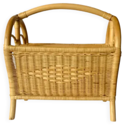 Porte-revue vintage en osier et bambou