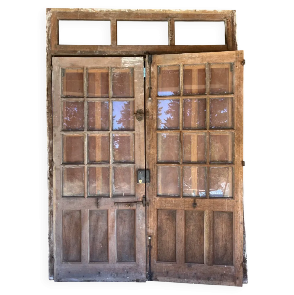 Portes en bois devanture de magasin ancienne + cadre
