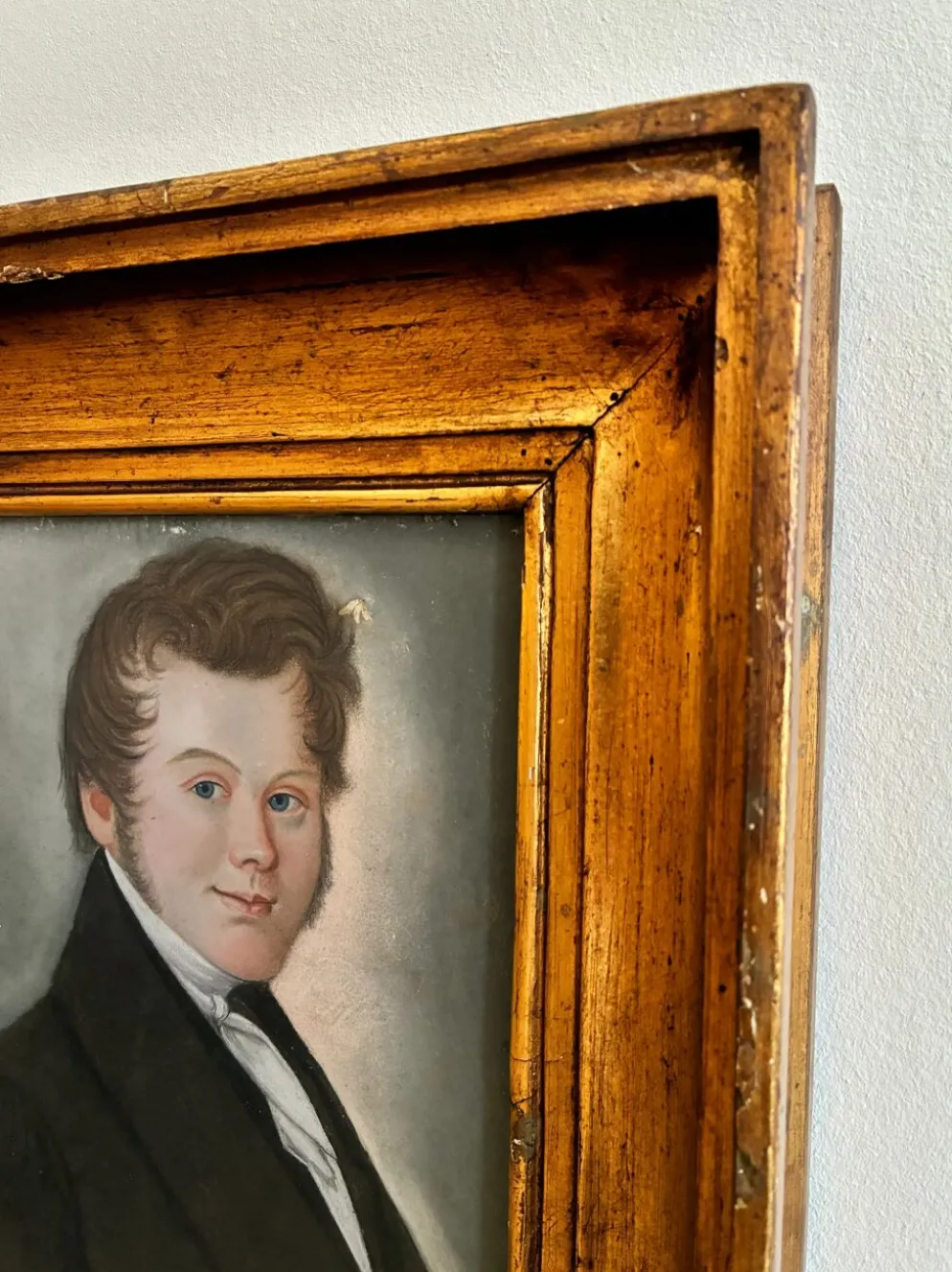 Portrait ancien au pastel d'un gentleman, vers 1830