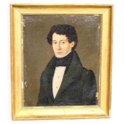 Portrait ancien, homme, huile sur toile, signé et encadré