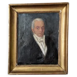 Portrait ancien huile sur toile décoration campagne