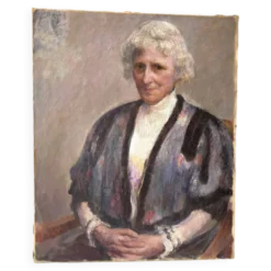 Portrait ancien signé Fernand Blondin daté 1932, huile sur toile vintage d'une femme