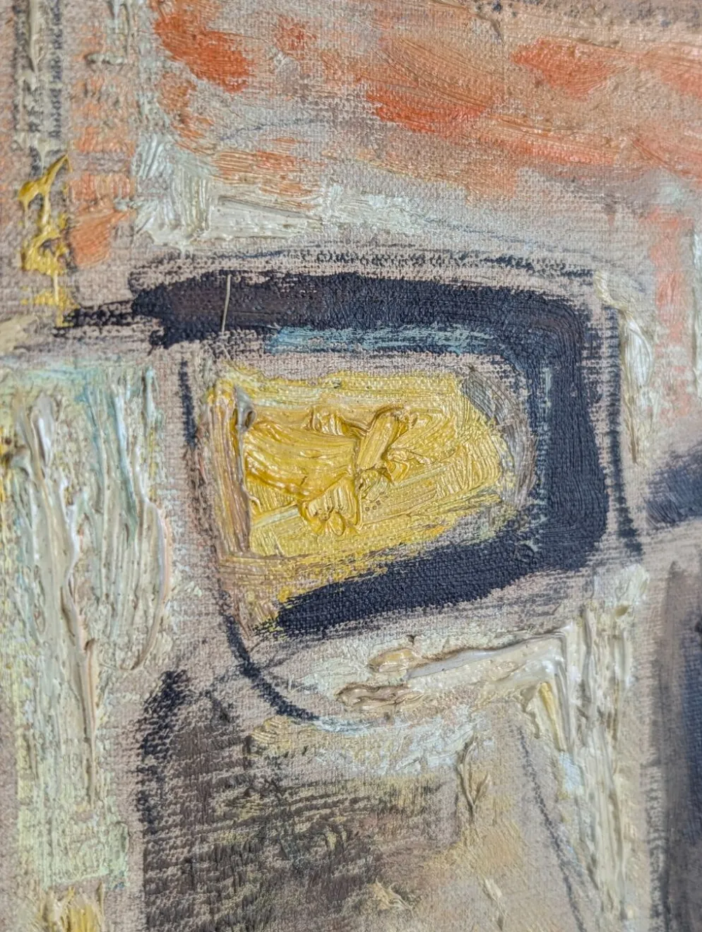 Portrait cubiste expressionniste à l'huile par Calvo Carrión années 1970