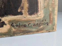 Portrait cubiste expressionniste à l'huile par Calvo Carrión années 1970