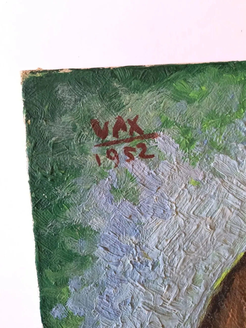 Portrait de garçon – huile sur toile - signé "vax", 1952