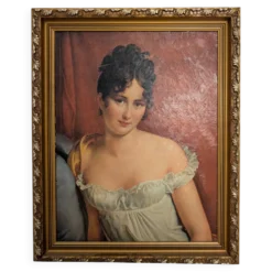 Portrait de Madame Récamier - reproduction François Gerard - cadre doré