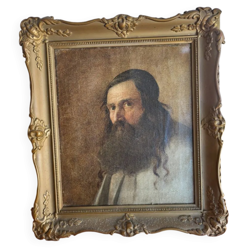 Portrait de vieil homme barbu - École du XIXe -