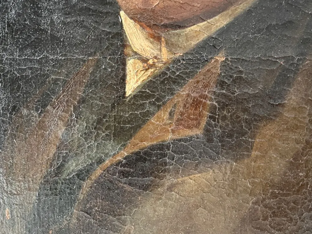 Portrait d'homme à l'huile sur toile XIXème, tableau ancien daté 1885