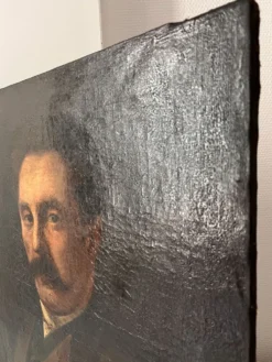 Portrait d'homme à l'huile sur toile XIXème, tableau ancien daté 1885