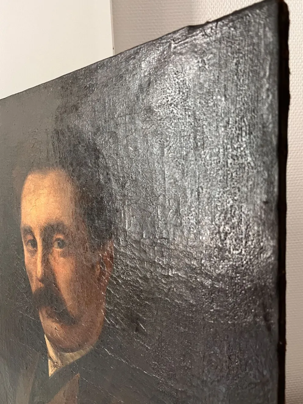 Portrait d'homme à l'huile sur toile XIXème, tableau ancien daté 1885