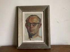 Portrait d'homme moderniste huile sur panneau 1947