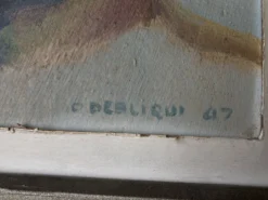 Portrait d'homme moderniste huile sur panneau 1947