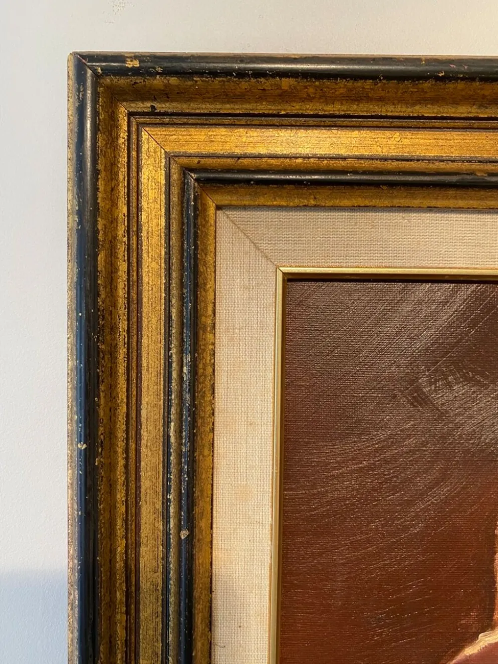 Portrait du garçon au chapeau de paille années 70/80, signé