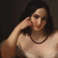 Portrait d'une dame signé N. Schiavoni et daté de 1842