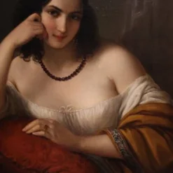 Portrait d'une dame signé N. Schiavoni et daté de 1842