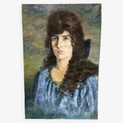 Portrait d'une femme sur toile, début du 20e siècle, signé