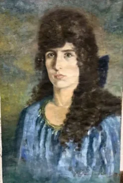 Portrait d'une femme sur toile, début du 20e siècle, signé