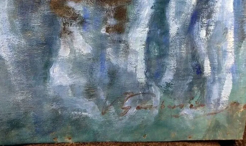 Portrait d'une femme sur toile, début du 20e siècle, signé