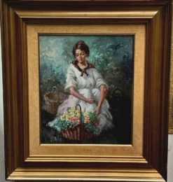 Portrait d'une fille avec des fleurs par Alfredo Mompo Roca.