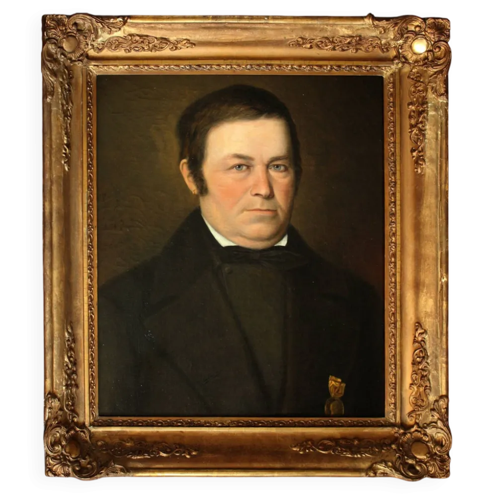Portrait d'un élégant gentilhomme - Peinture à l'huile du XIXe siècle