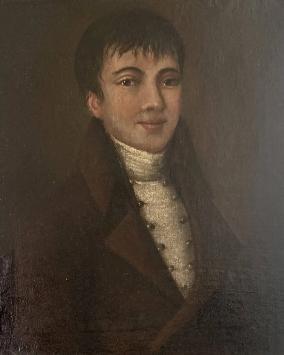 Portrait fin 18e jeune homme époque directoire huile sur toile