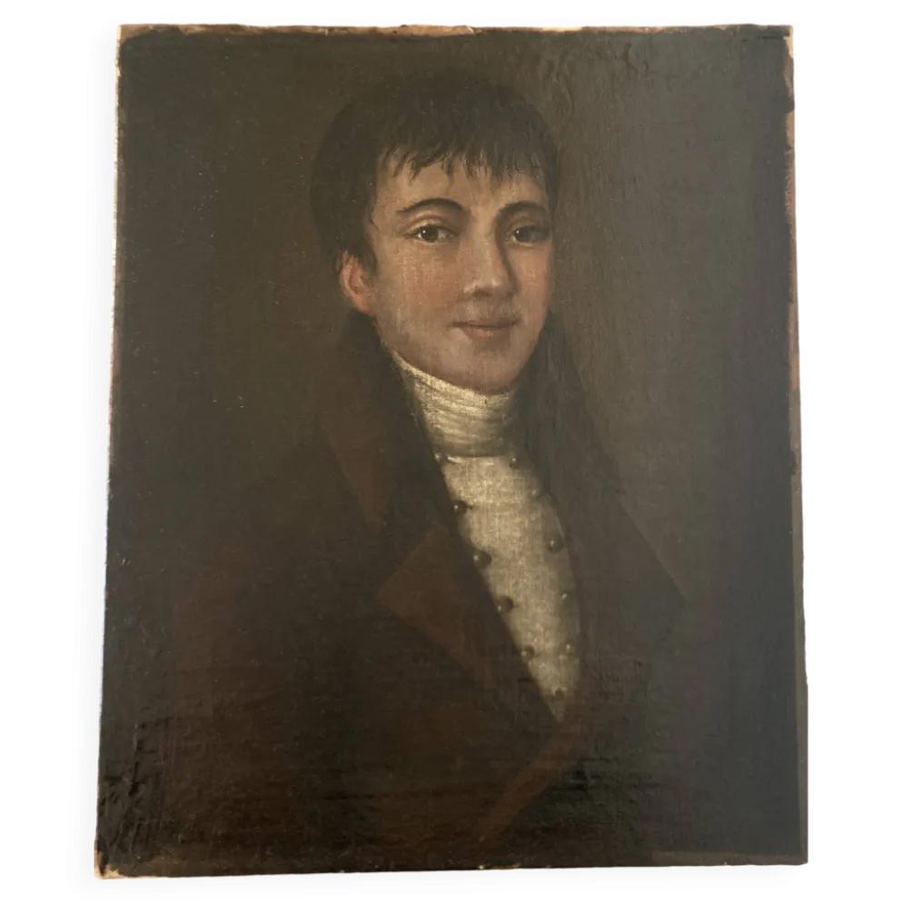 Portrait fin 18e jeune homme époque directoire huile sur toile