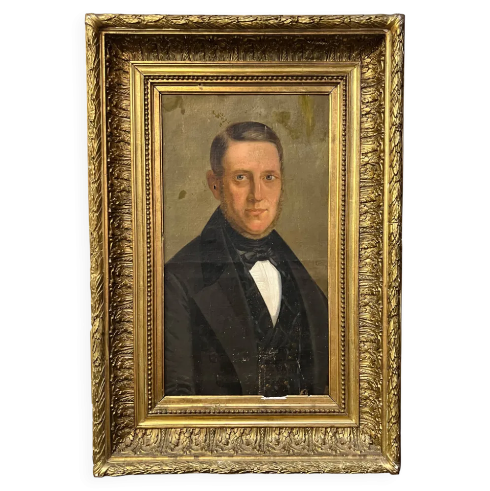 Portrait homme aux yeux bleus XIXe