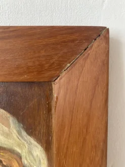Portrait à l'huile ancien sur bois jeune femme