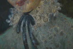 Portrait à l'huile d'une femme avec bonnet fleuri, Belgique, années 1920
