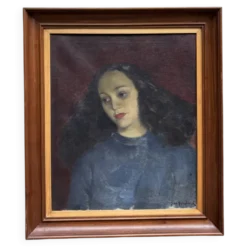 Portrait à l'huile d'une jeune femme par Jean Hynderick