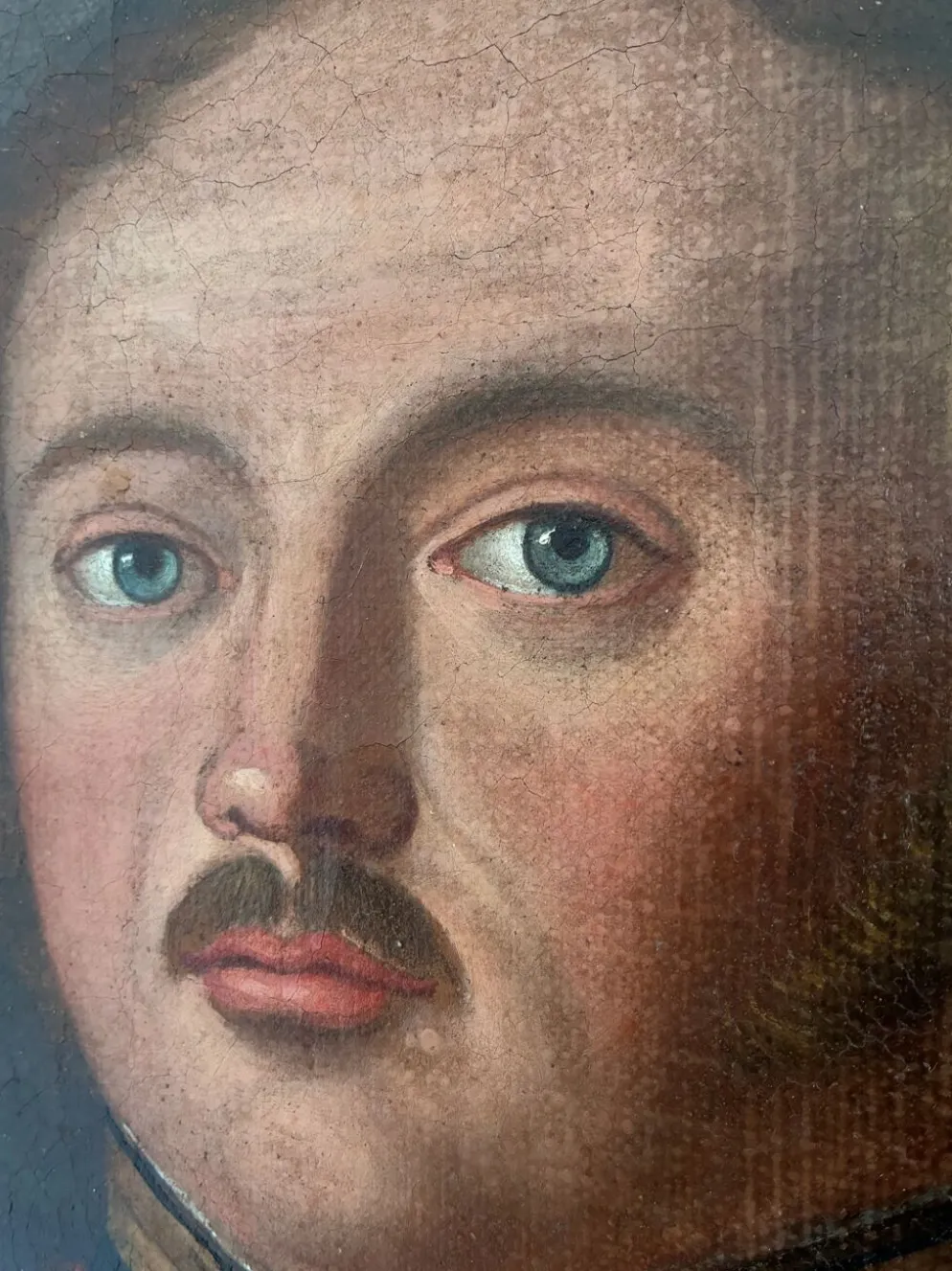 Portrait, peinture à l'huile antique d'un officier