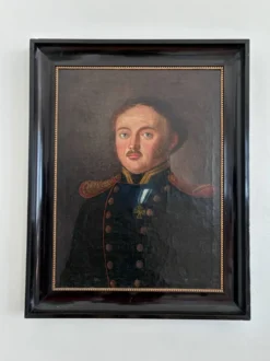 Portrait, peinture à l'huile antique d'un officier