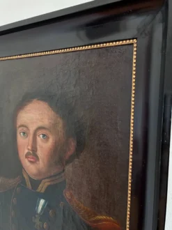 Portrait, peinture à l'huile antique d'un officier