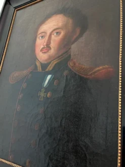 Portrait, peinture à l'huile antique d'un officier